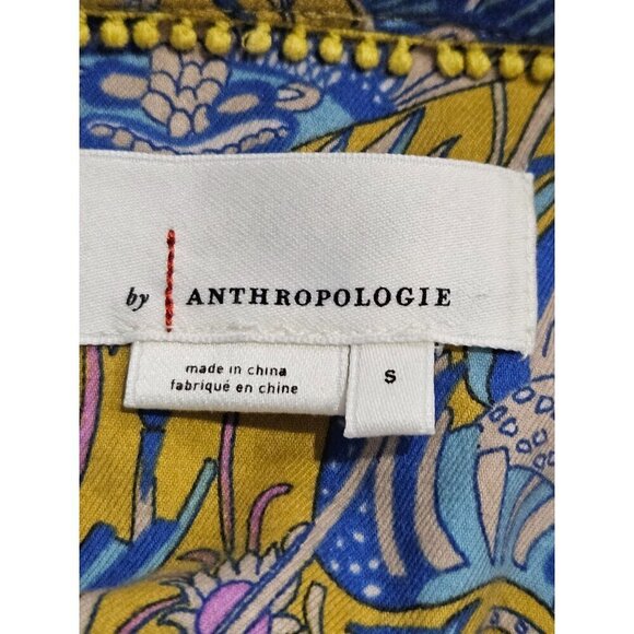 Anthropologie Small Floral Boho Pink Print Fleece Button-Down PJ Top or Blouse - Picture 7 of 11